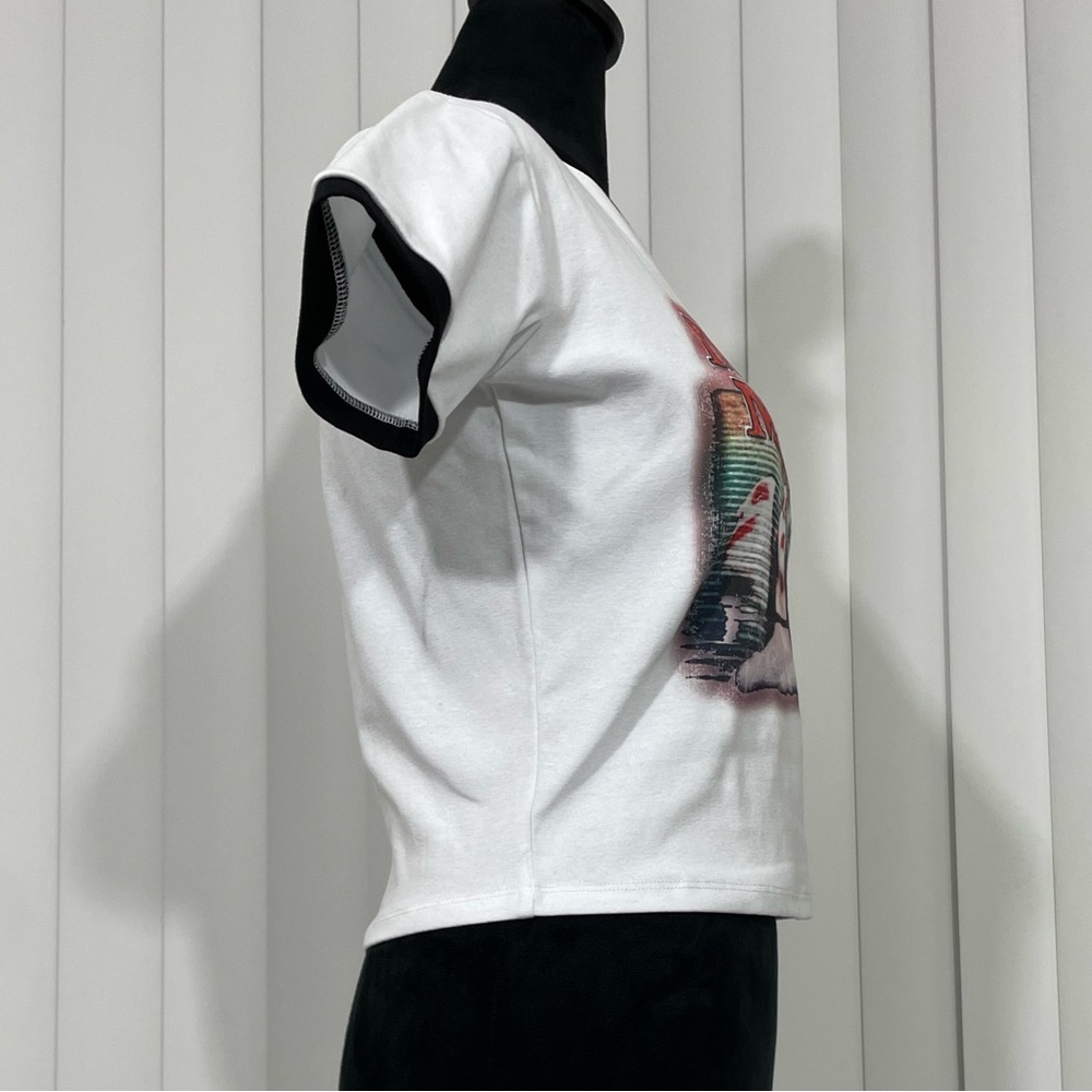 DOLLS KILL x MARILYN MANSON Collab Crop Ringer Babydoll Ted T-Shirt White M - Picture 4 of 8